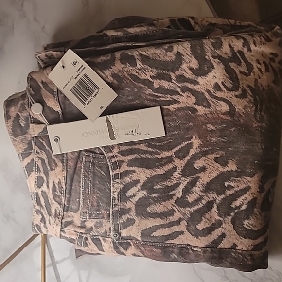 JONATHAN SIMKHAI HIGH RISE ANIMAL PRINT CROPPED JEANS BROWN SZ 30 - Picture 7 of 10